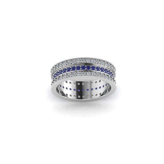 Blue 3 Row Ring