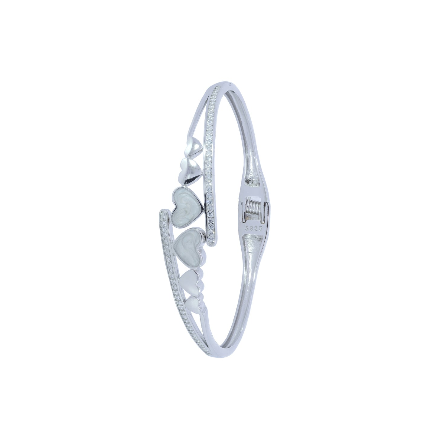 Sterling Silver Hinged Heart Bangle