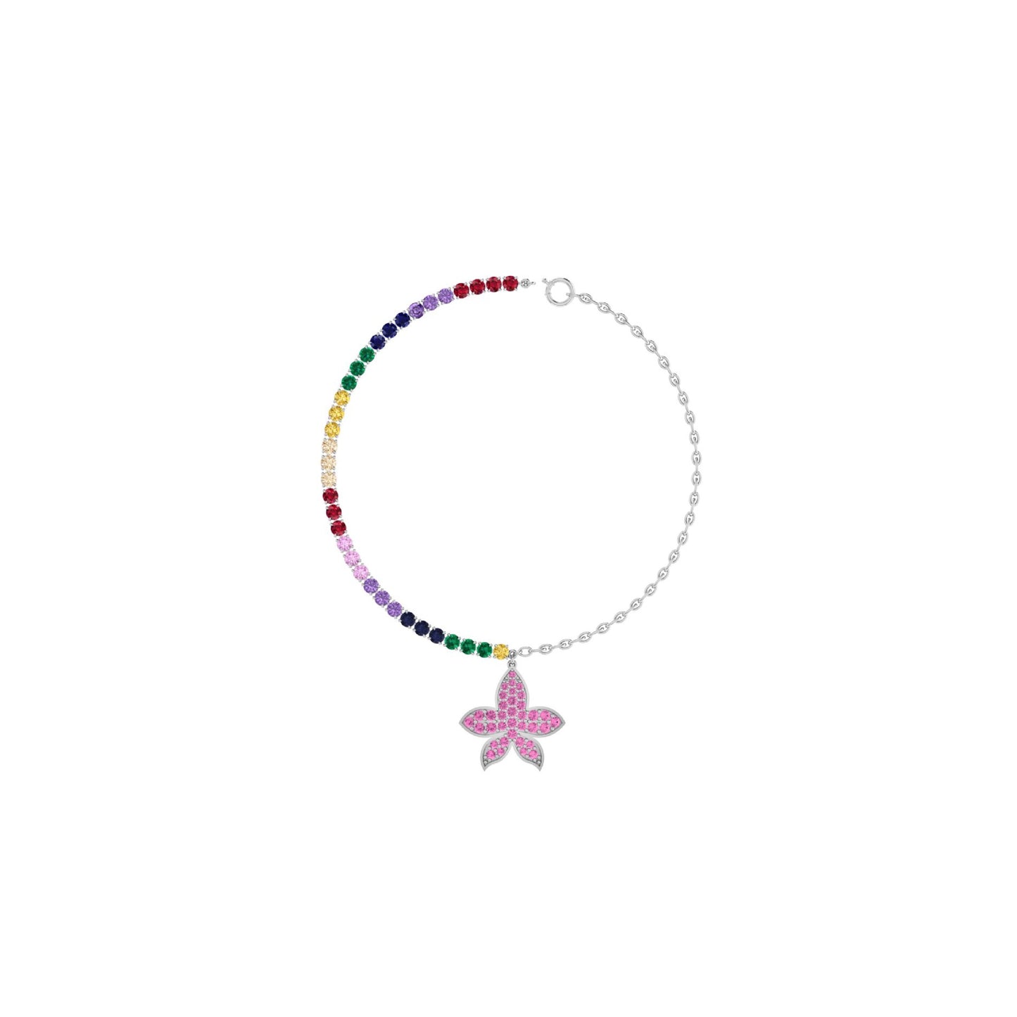 Flower Charm Half Bracelet