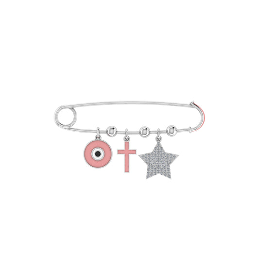 Cross & Star Brooch Pin