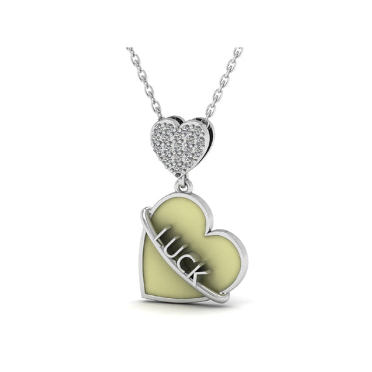 Heart-Shaped Pendant With The Word "LUCK" Necklace