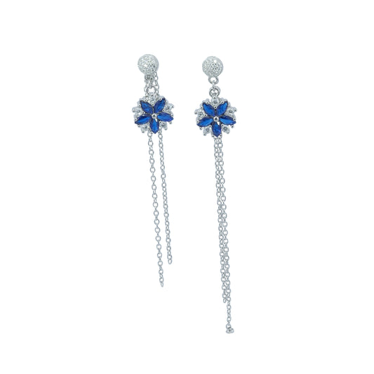 Blue Flower Silver Earring