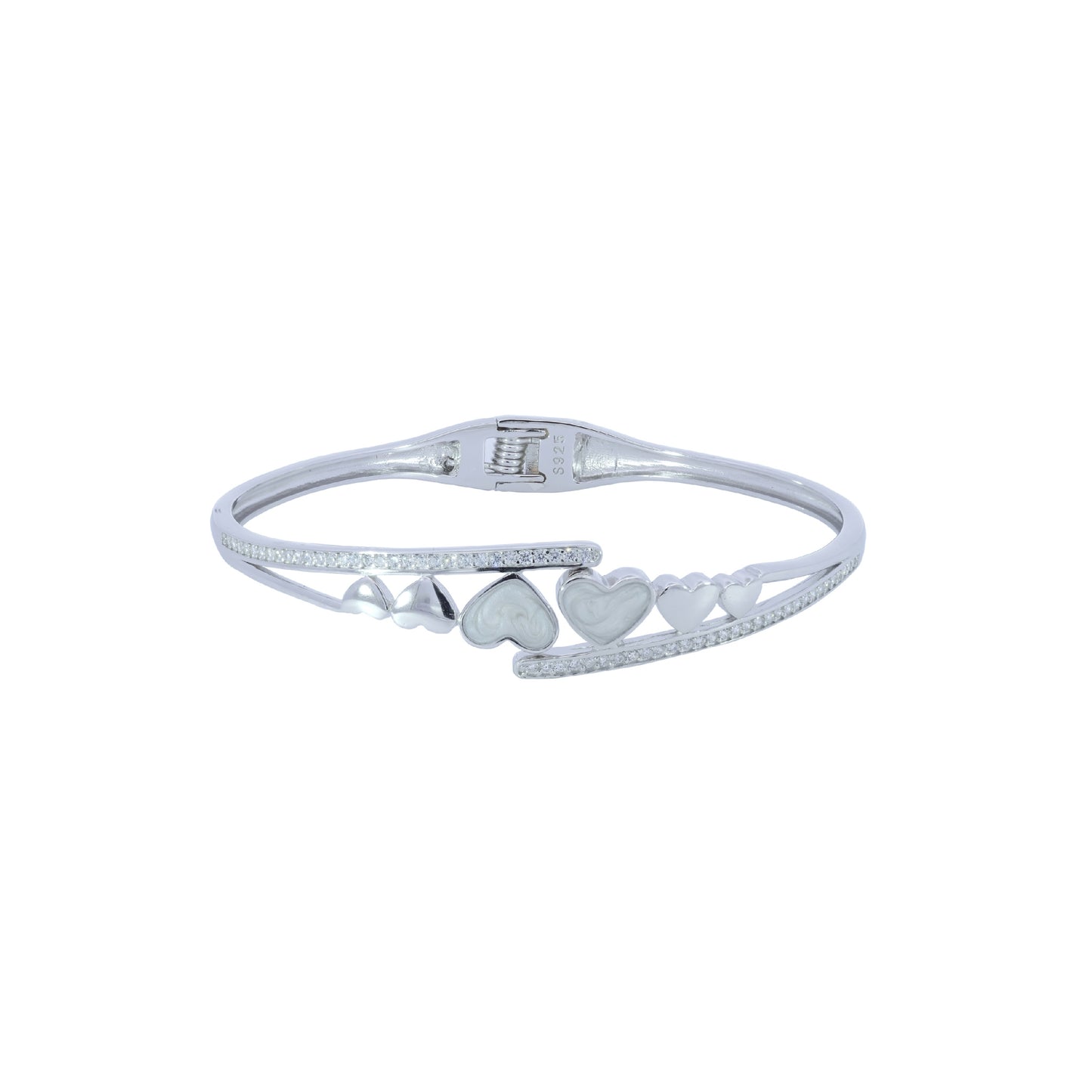 Sterling Silver Hinged Heart Bangle