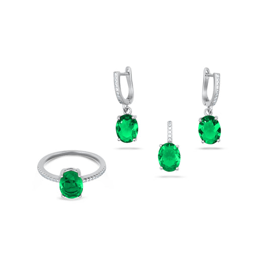 Green Oval Pendant Set