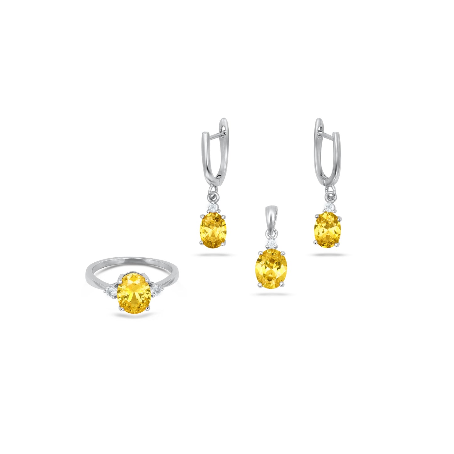 Yellow Oval Shape Pendant Set