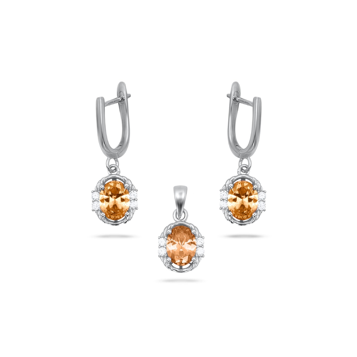 Oval Shape Orange Pendant Set