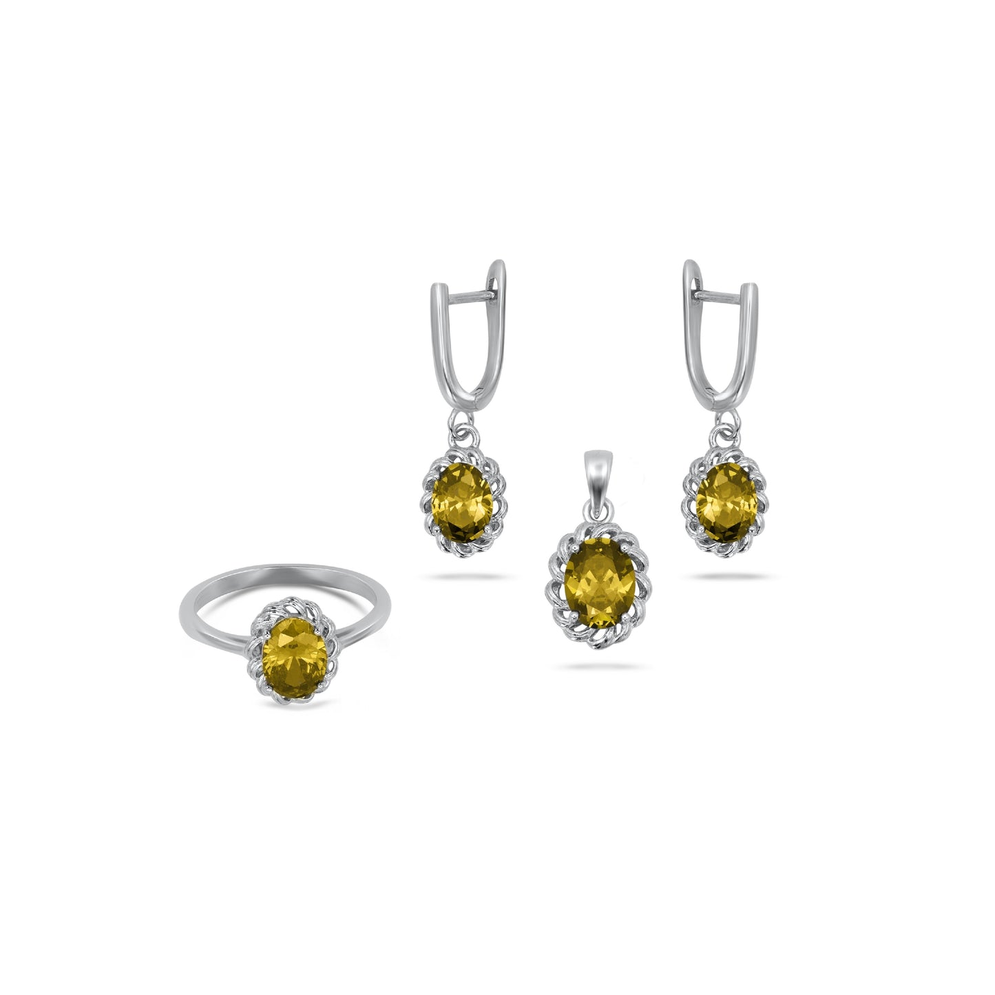 Oval Shape Yellow To A Deep Pendant Set