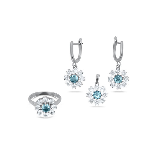 Swiss Blue Topaz Pendant Set