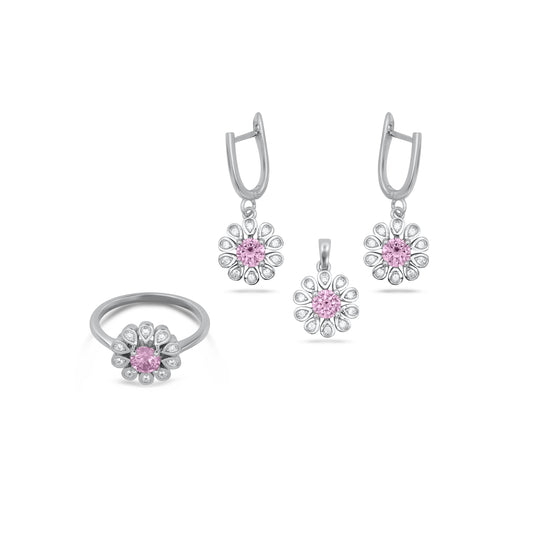 Pink Cubic Zirconia Pendant Set