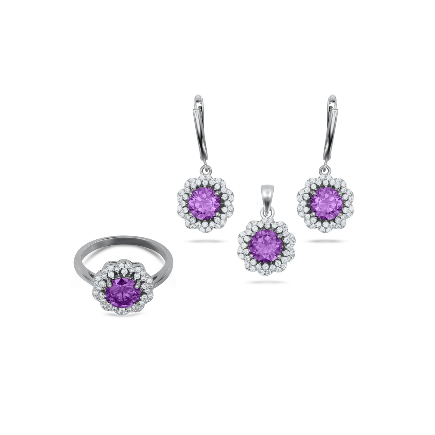 Round  Purple Pendant Set