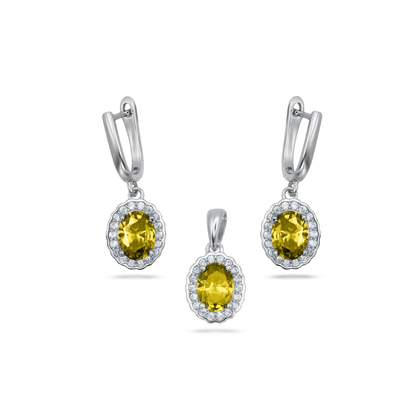 Oval Yellow Pendant Set