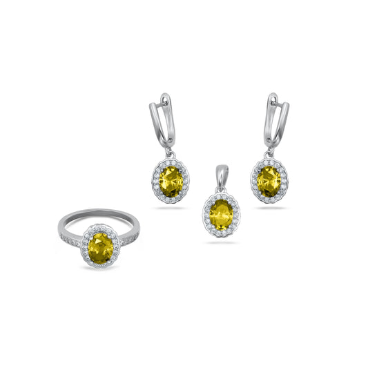 Oval Yellow Pendant Set