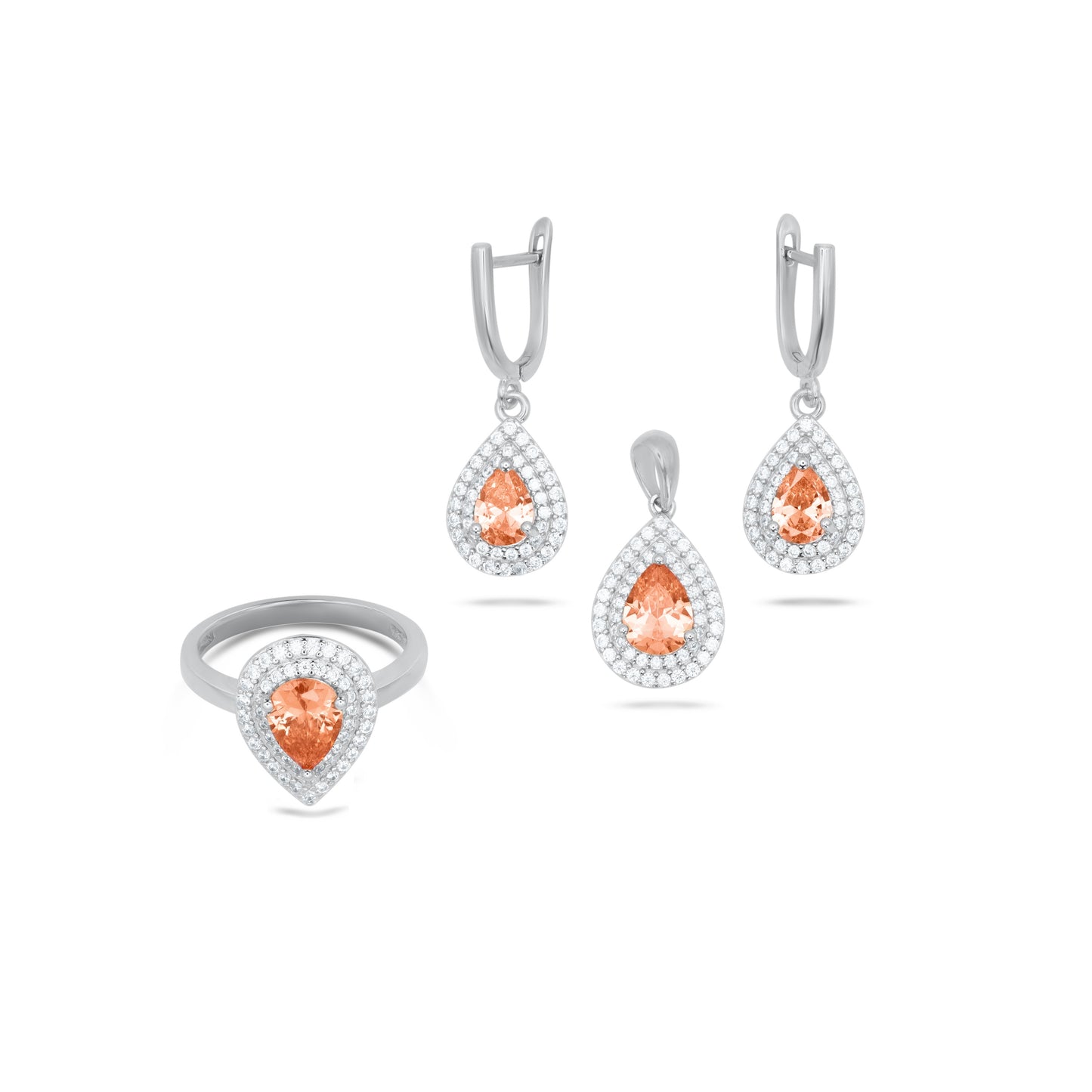 Orange Pear Shape Pendant Set