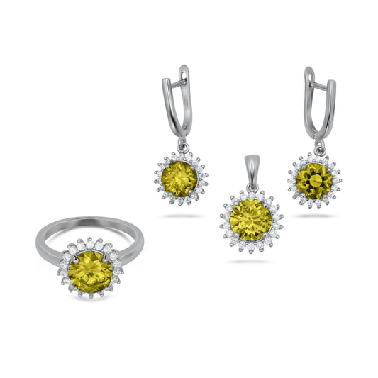 Round Flower Shape Pendant Set