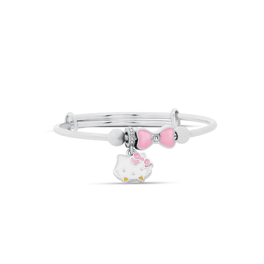 Silver Kitty Bangle For Kids