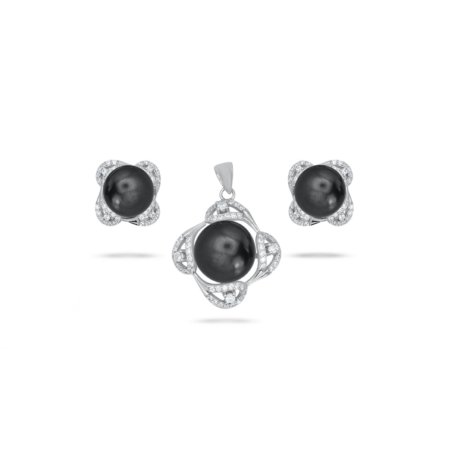 Sterling Silver Cultured Pearl Pendant Set