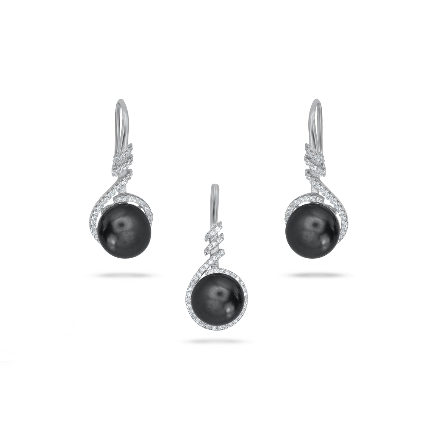 Black Pearl Drop Pendant Set