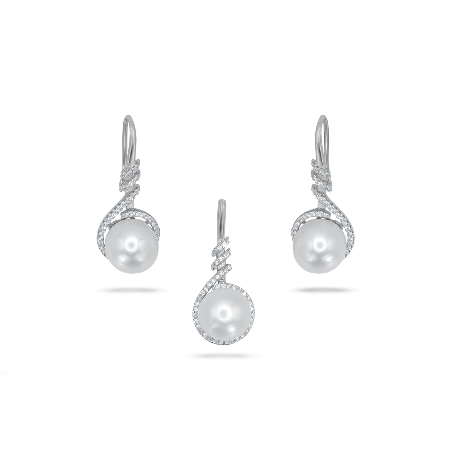 Sterling Silver Cultured Pearl Pendant Set