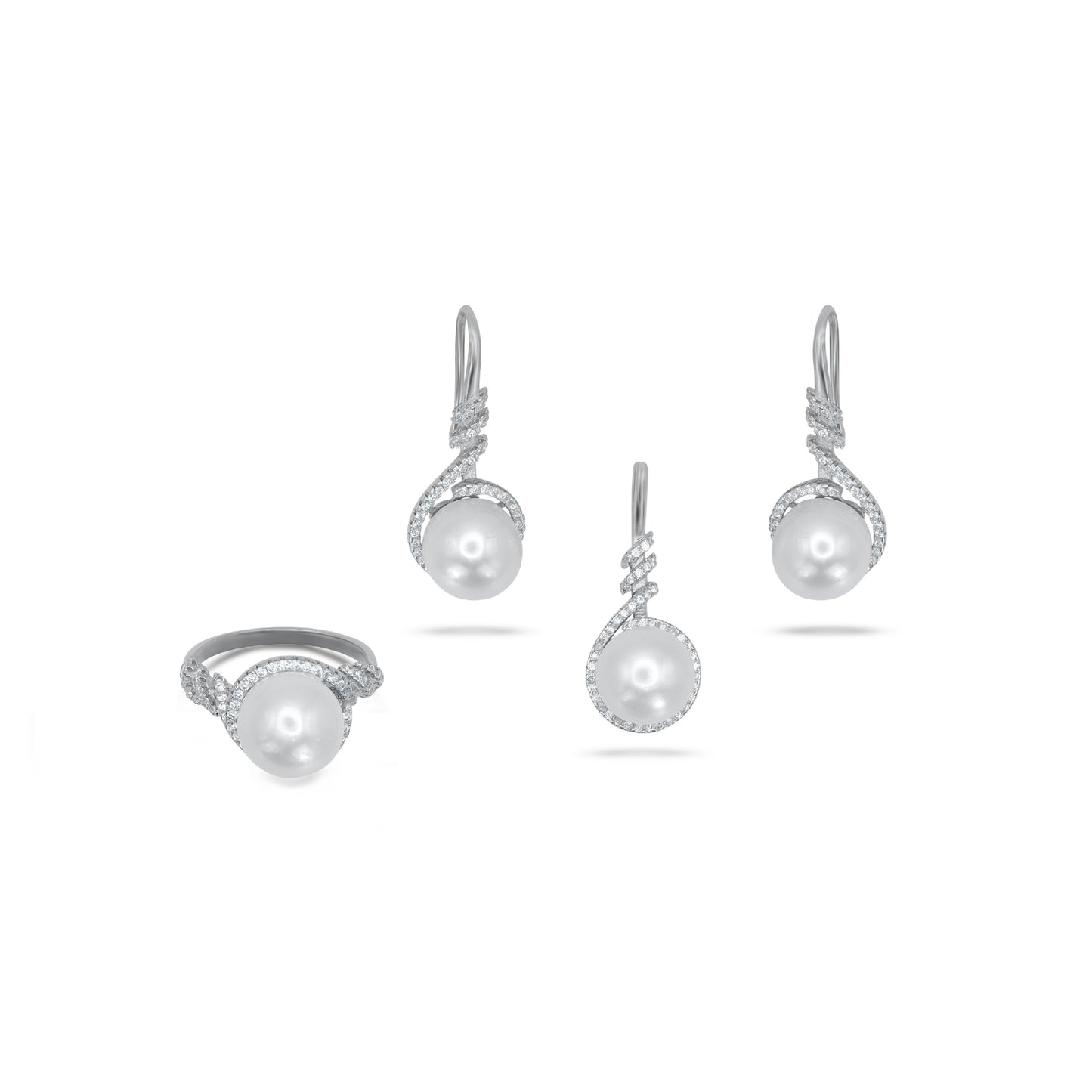 Sterling Silver Cultured Pearl Pendant Set