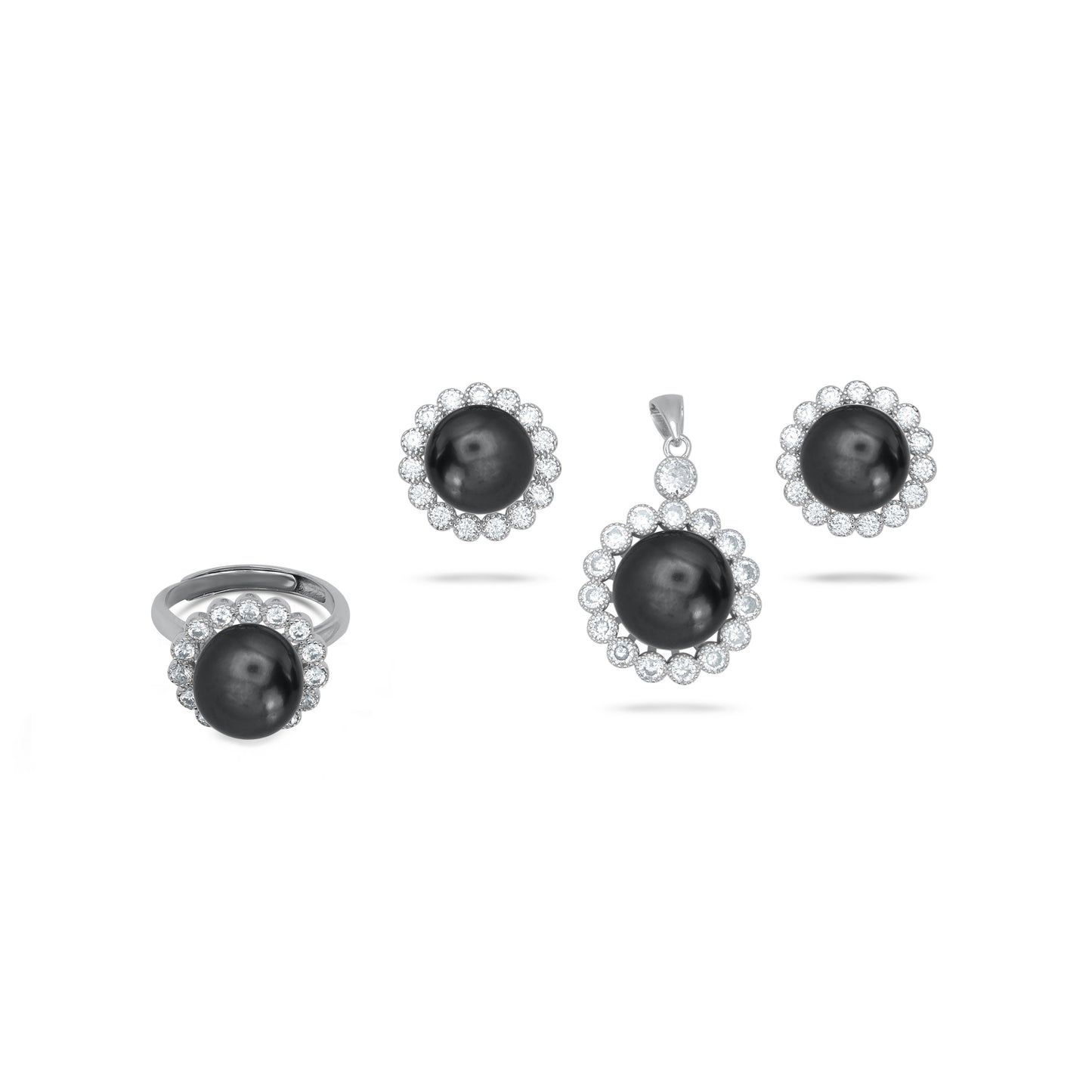 Flower Cluster Peral Pendant Set