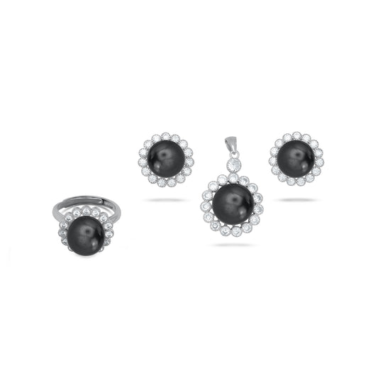 Flower Cluster Peral Pendant Set