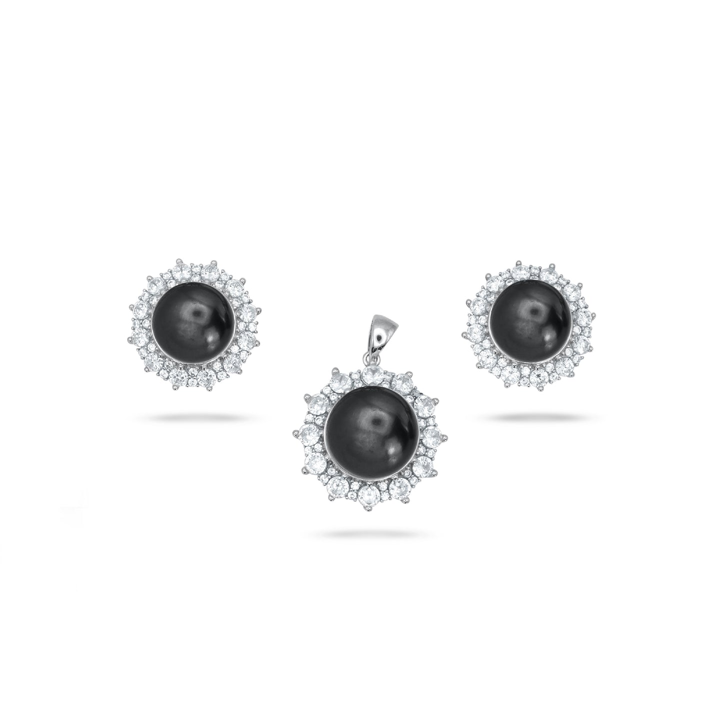 Lotus Flower Black Pendant Set