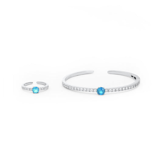 Fine Ring And Sterling Silver Blue Stone Bangle