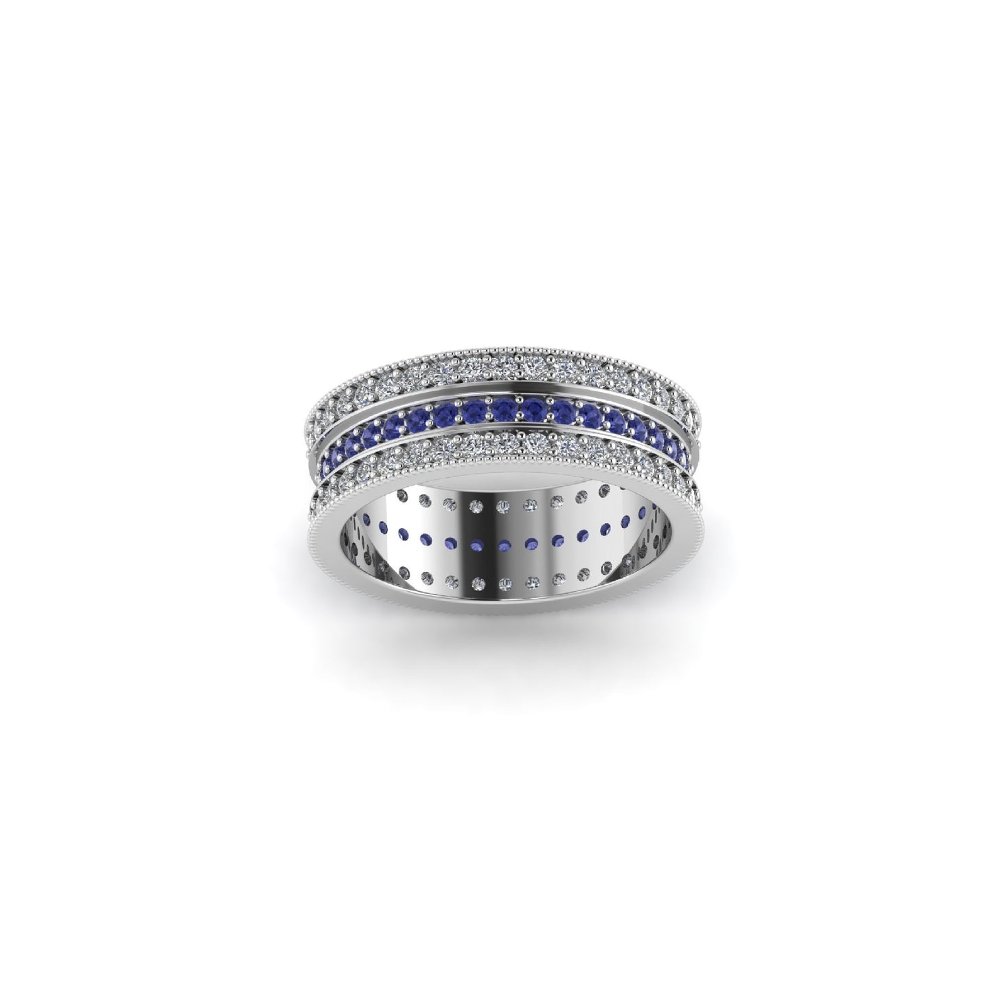 Blue 3 Row Ring