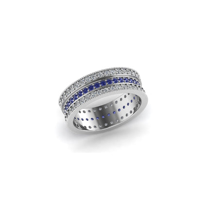 Blue 3 Row Ring