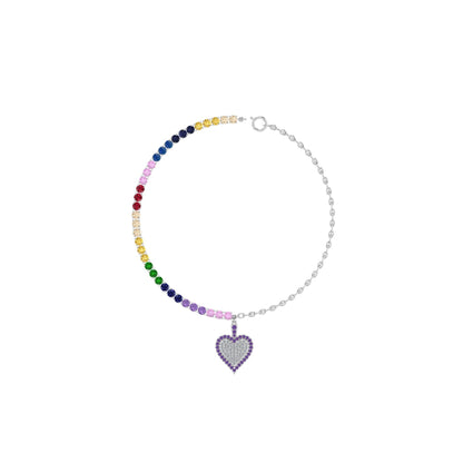 Rainbow Multi Color Silver Bracelet
