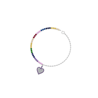 Rainbow Multi Color Silver Bracelet
