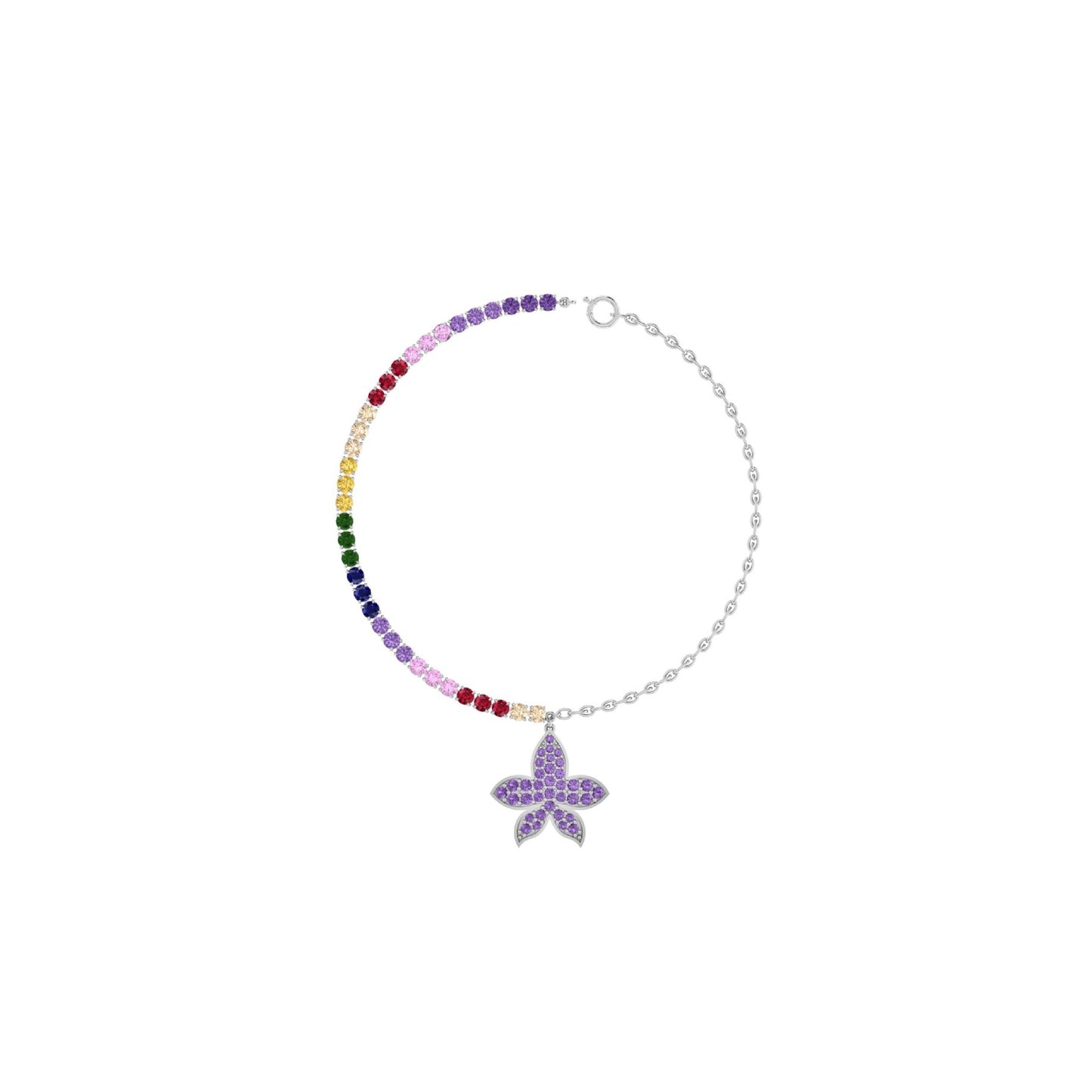 Flower Charm Half Bracelet