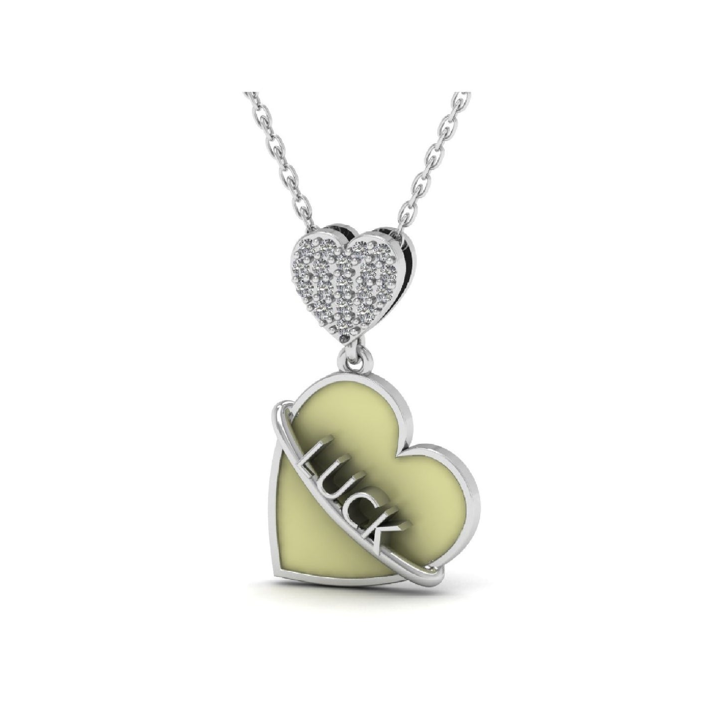 Heart-Shaped Pendant With The Word "LUCK" Necklace