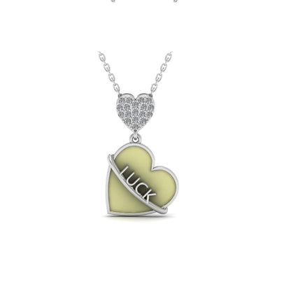 Heart-Shaped Pendant With The Word "LUCK" Necklace