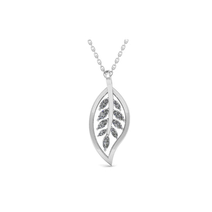 Silver Cubic Zirconia Leaf Pendant Necklace