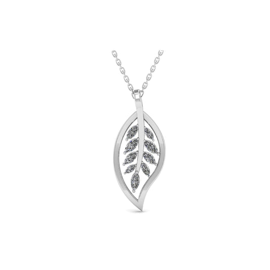 Silver Cubic Zirconia Leaf Pendant Necklace