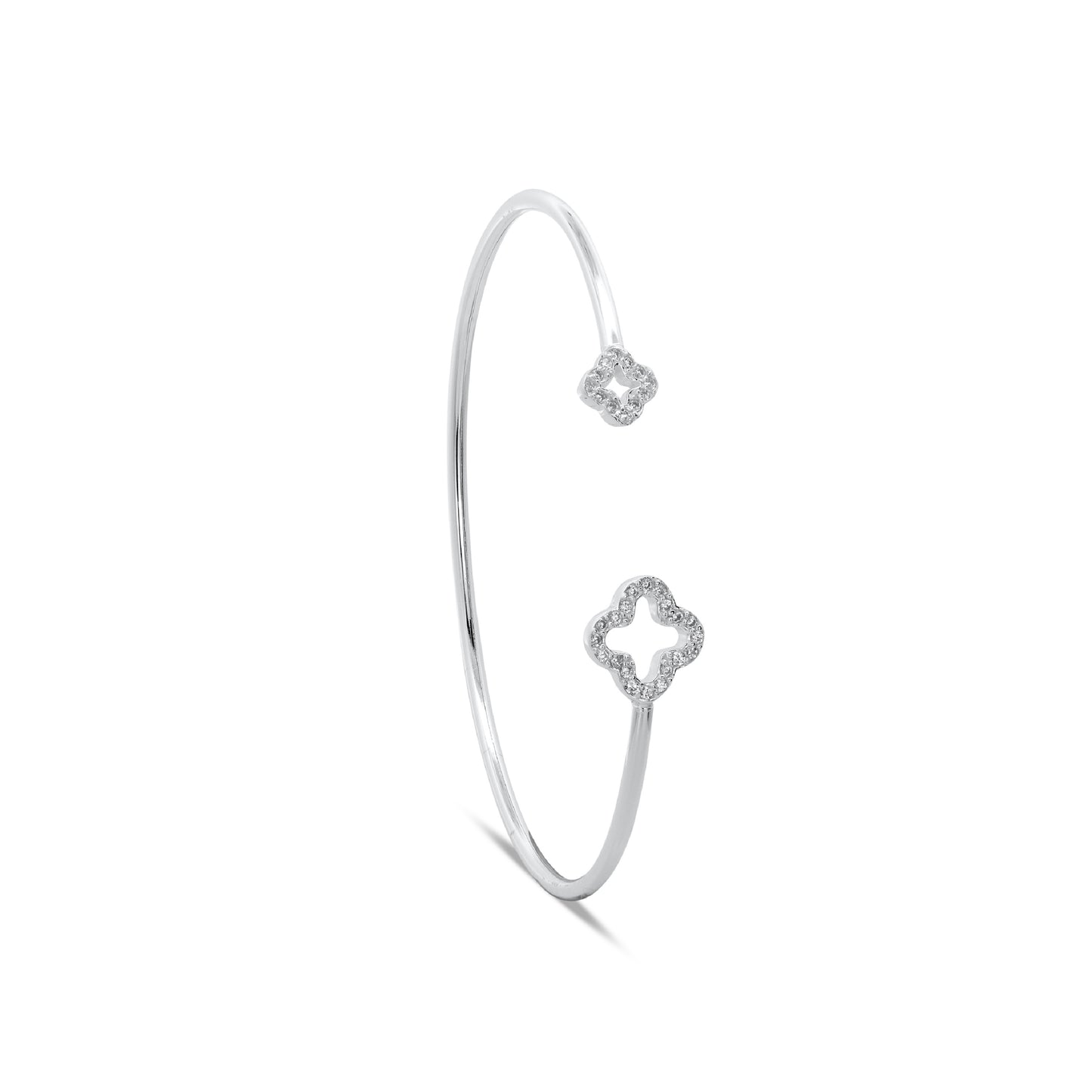Clover Silver Bangle