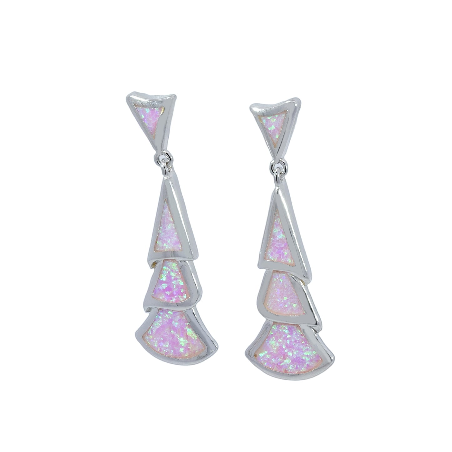 Pink Created Opal Inlay Sterling Silver