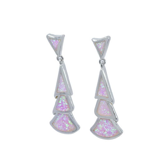 Pink Created Opal Inlay Sterling Silver