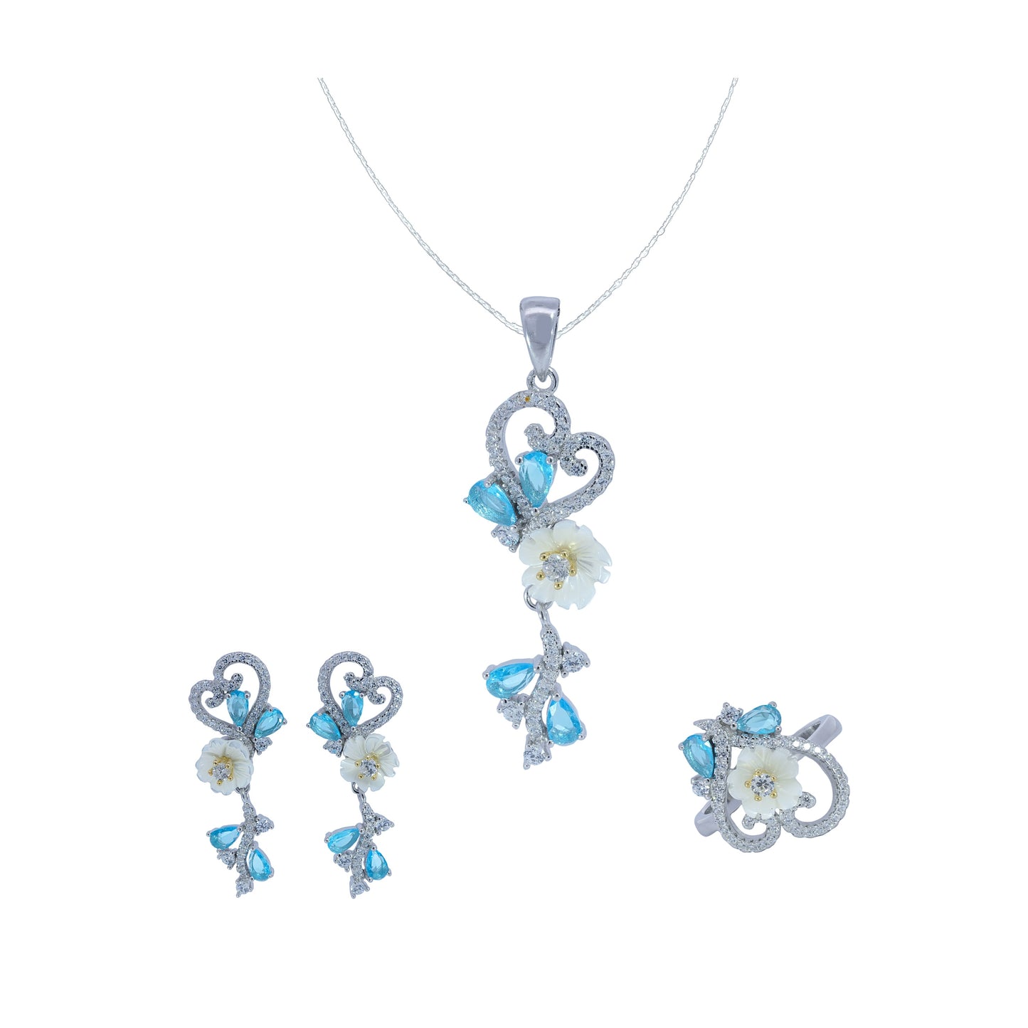 Rhinestone Crystal And Metal Mesh Jewelry Set