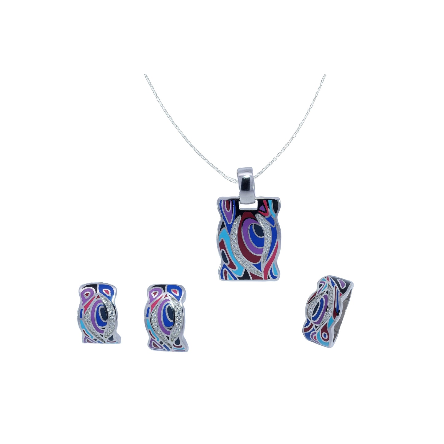 Colorful Sterling Silver Pendant Set