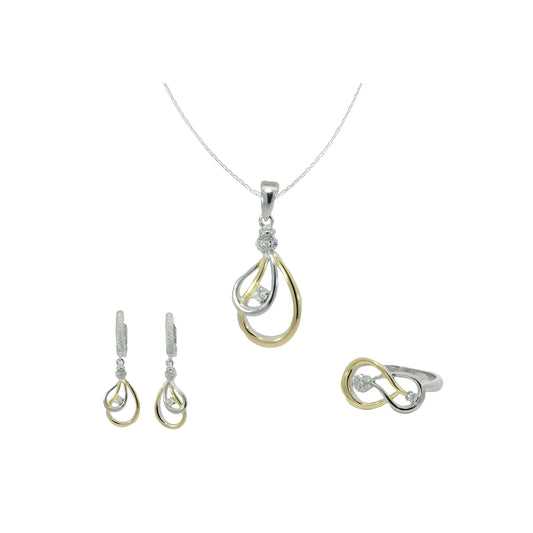 Double Drop or Spiral Link Design Pendant Set
