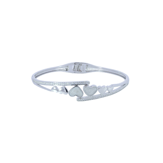 Sterling Silver Hinged Heart Bangle
