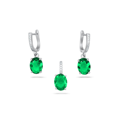 Green Oval Pendant Set