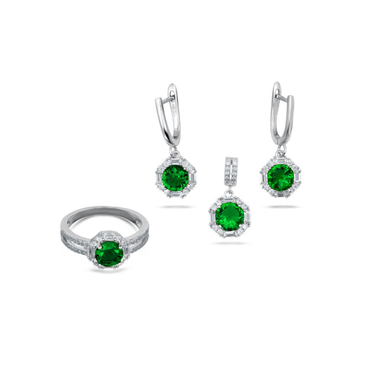 Green Round Pendant Set