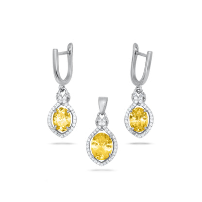Yellow Round Shape Pendant Set