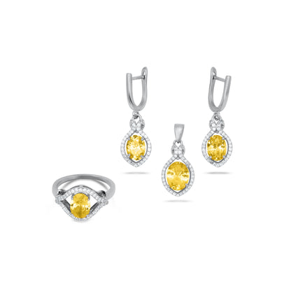 Yellow Round Shape Pendant Set