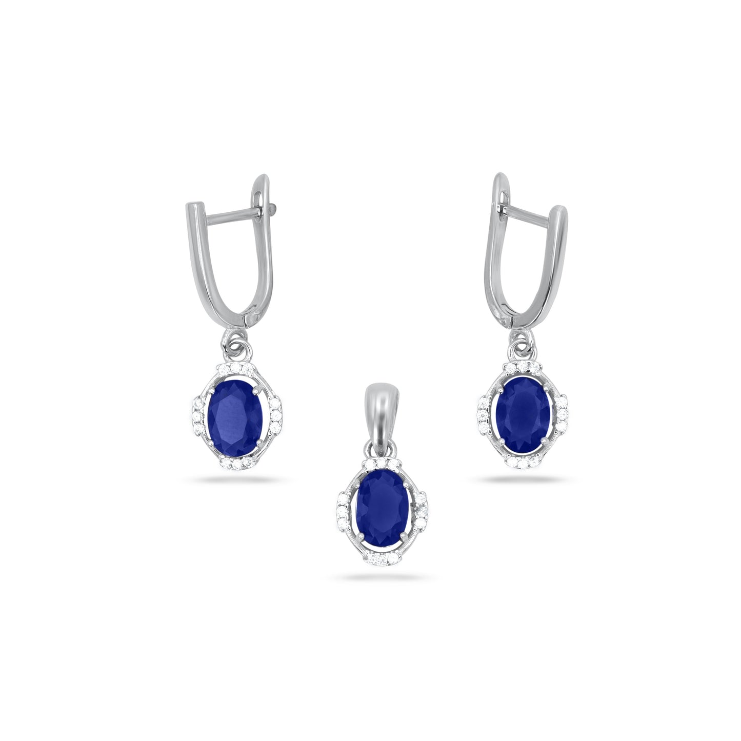 Blue Oval Shape Pendant Set