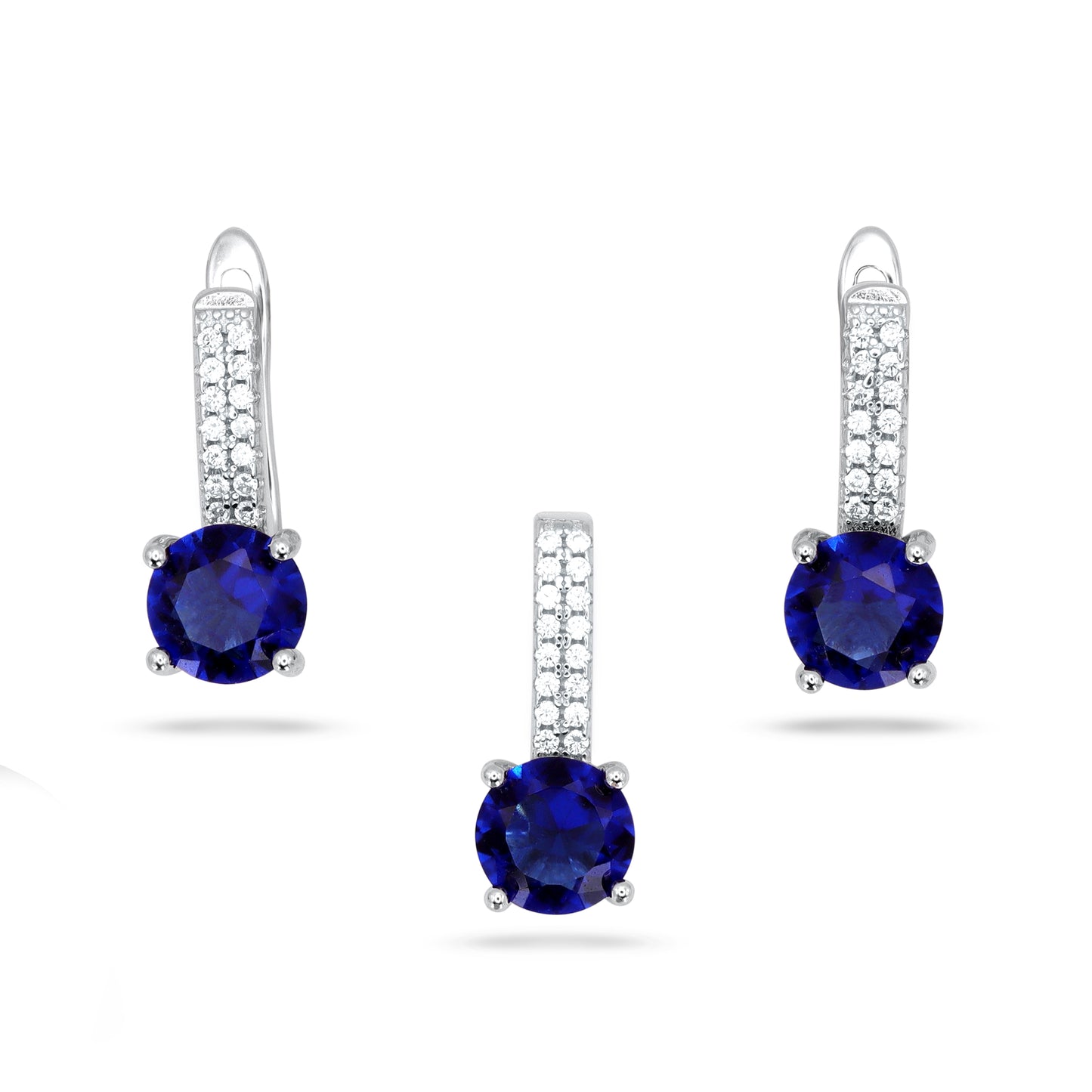 Blue Round Shape Pendant Set