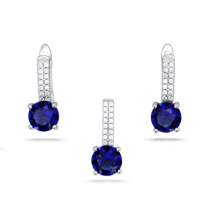 Blue Round Shape Pendant Set